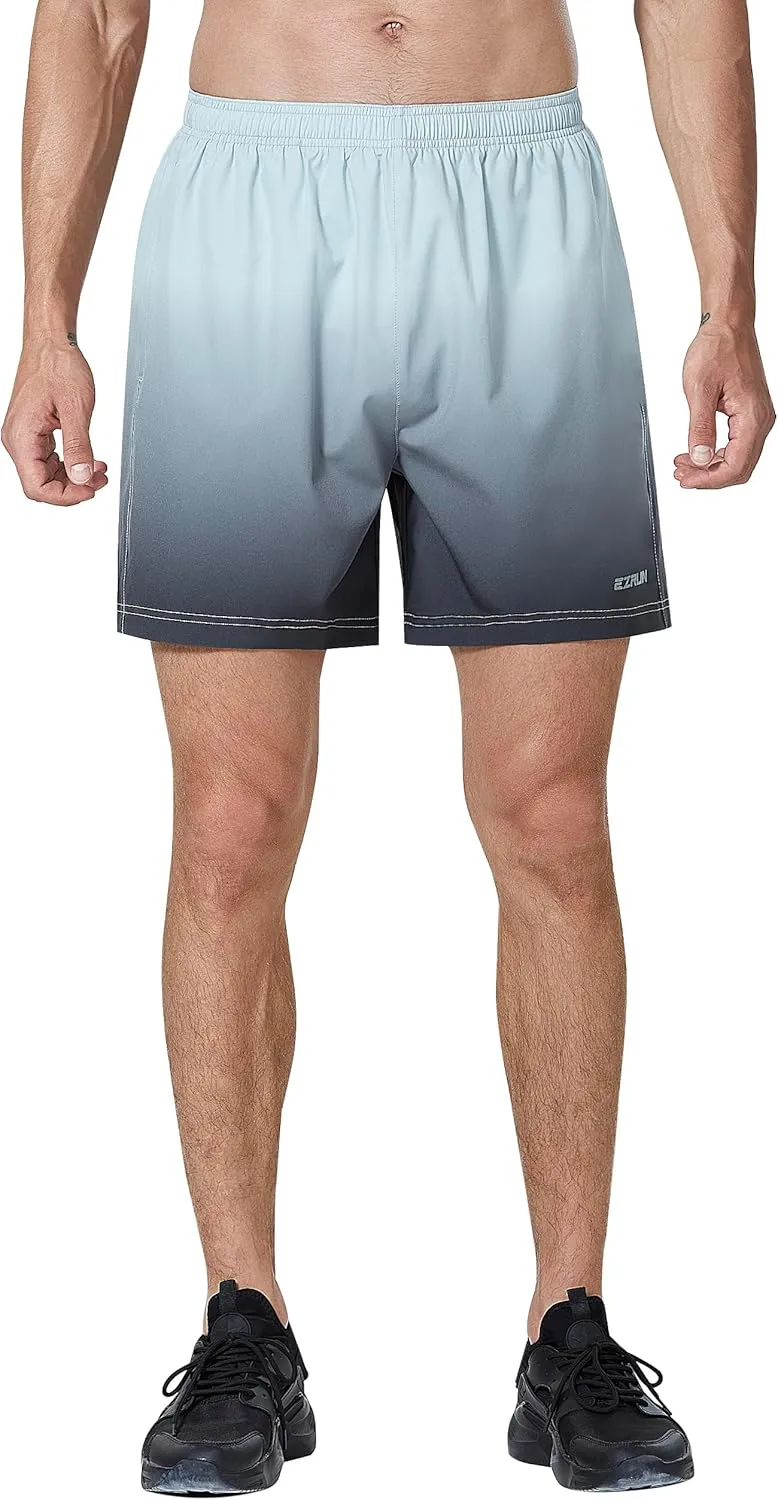 EZRUN Men's 5 Inches Running Workout Shorts Quick Dry Lightweight Athletic Shorts with Liner Zipper Pockets