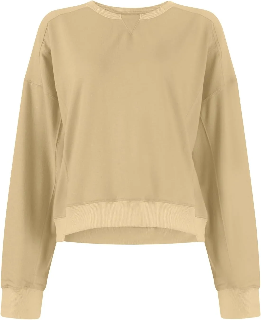Fall Crew Neck Sweatshirts Women Solid Pullover Cropped Sweatshirt Long Sleeve Winter Side Split Sweaters Trendy 2024