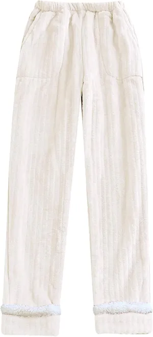 Fall Fashion for Women 2024 Trendy Fuzzy Pajama Pants Comfy Warm Fleece Lounge Long Pants Sleepwear Home Pants