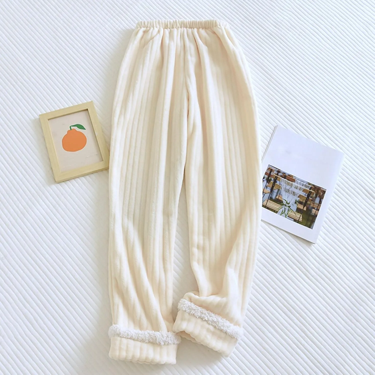 Fall Fashion for Women 2024 Trendy Fuzzy Pajama Pants Comfy Warm Fleece Lounge Long Pants Sleepwear Home Pants