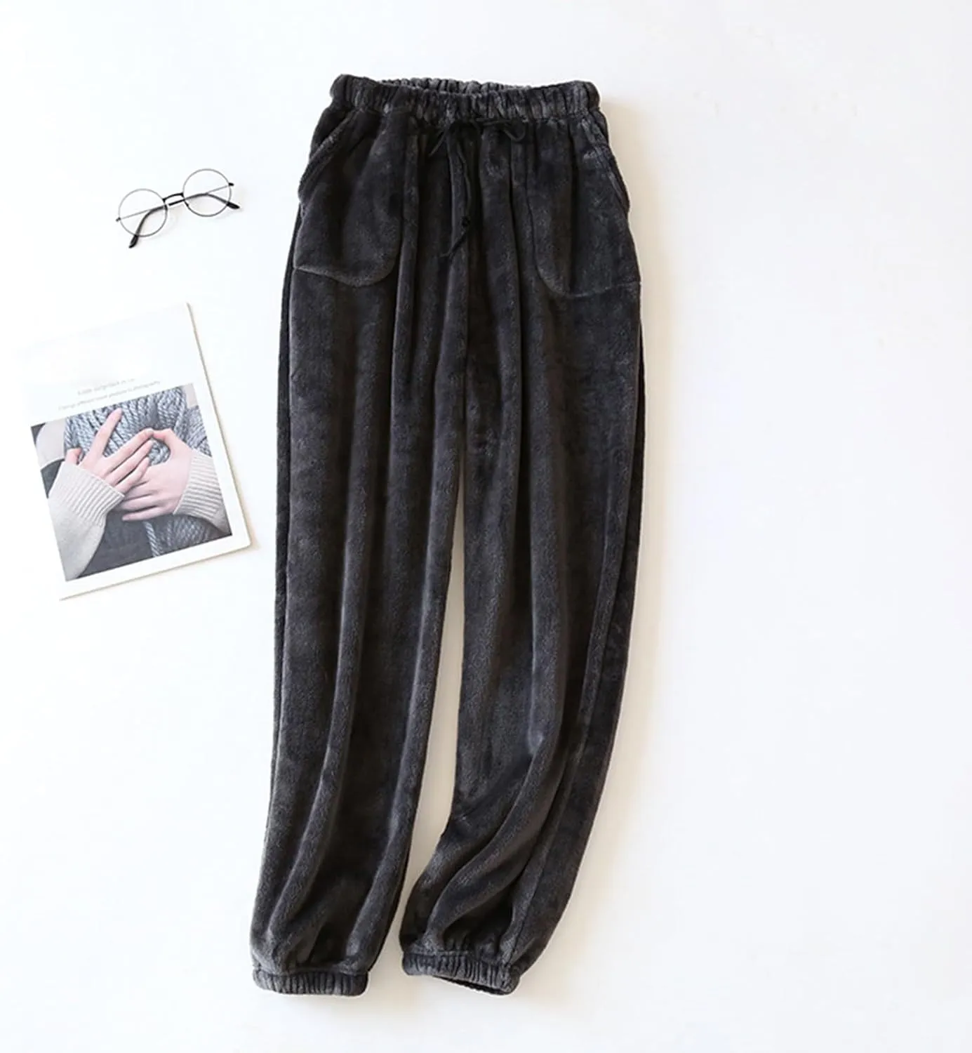 Fall Fashion for Women 2024 Trendy Women's Fleece Pajama Pants Comfy Warm Lounge Long Sleepwear Velvet Home Pants