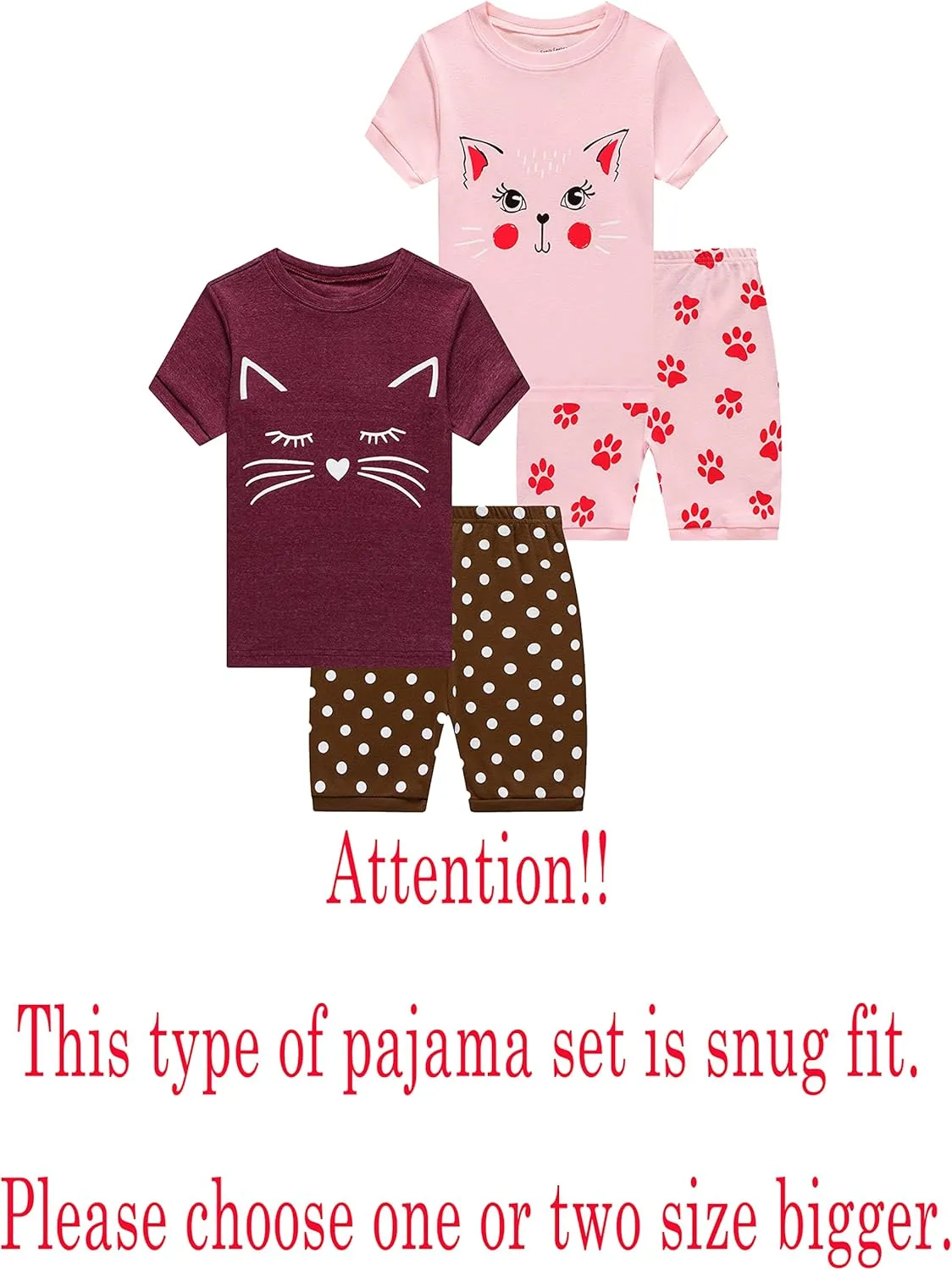 Family Feeling Giraffe Little Girls' Short Pajamas 100% Cotton Clothes