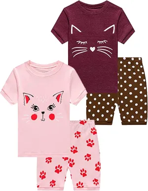 Family Feeling Giraffe Little Girls' Short Pajamas 100% Cotton Clothes