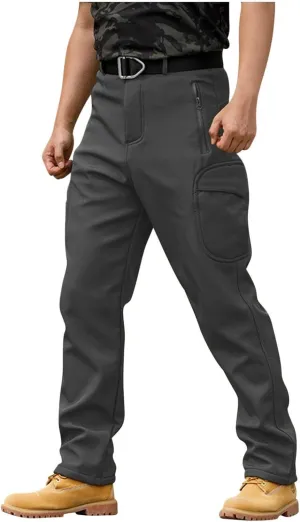 Fleece Lined Cargo Pants for Men Waterproof Ripstop Tactical Pants with Multi Pockets Outdoor Work Hiking Pants Cargo Pants Upland Pants Sweatpants Jeans Flexcamo Waterproof Hunting Pants