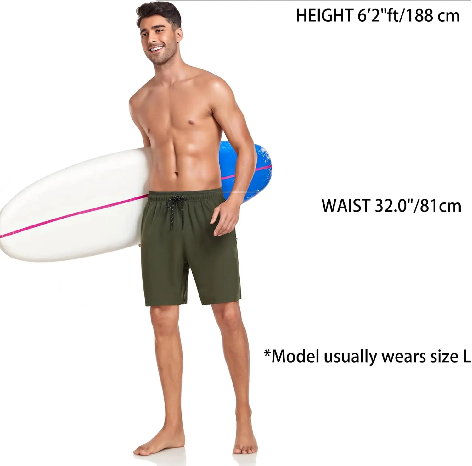 Flytop Mens Swim Trunks Quick Dry Board Shorts with Zipper Pockets Bathing Suit