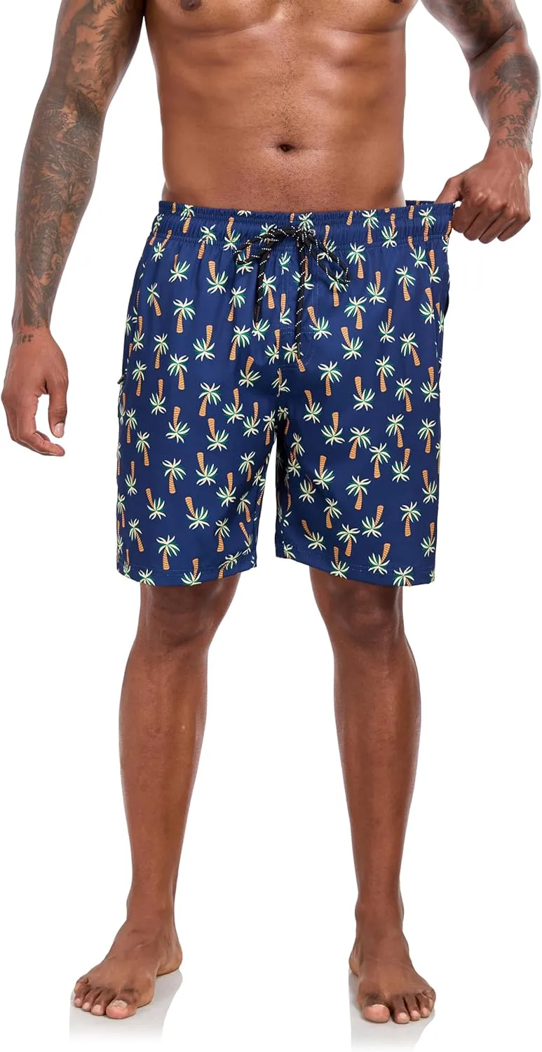 Flytop Mens Swim Trunks Quick Dry Board Shorts with Zipper Pockets Bathing Suit