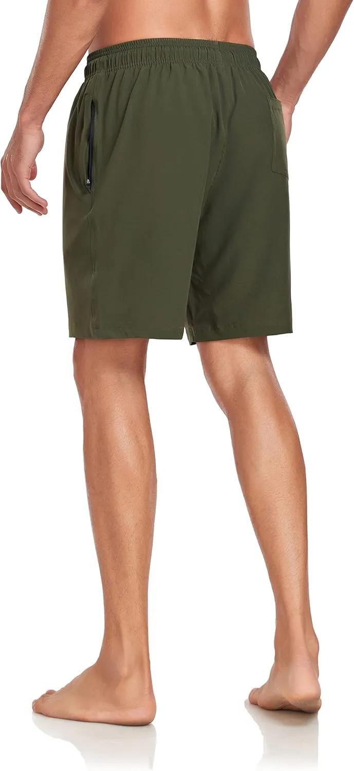 Flytop Mens Swim Trunks Quick Dry Board Shorts with Zipper Pockets Bathing Suit