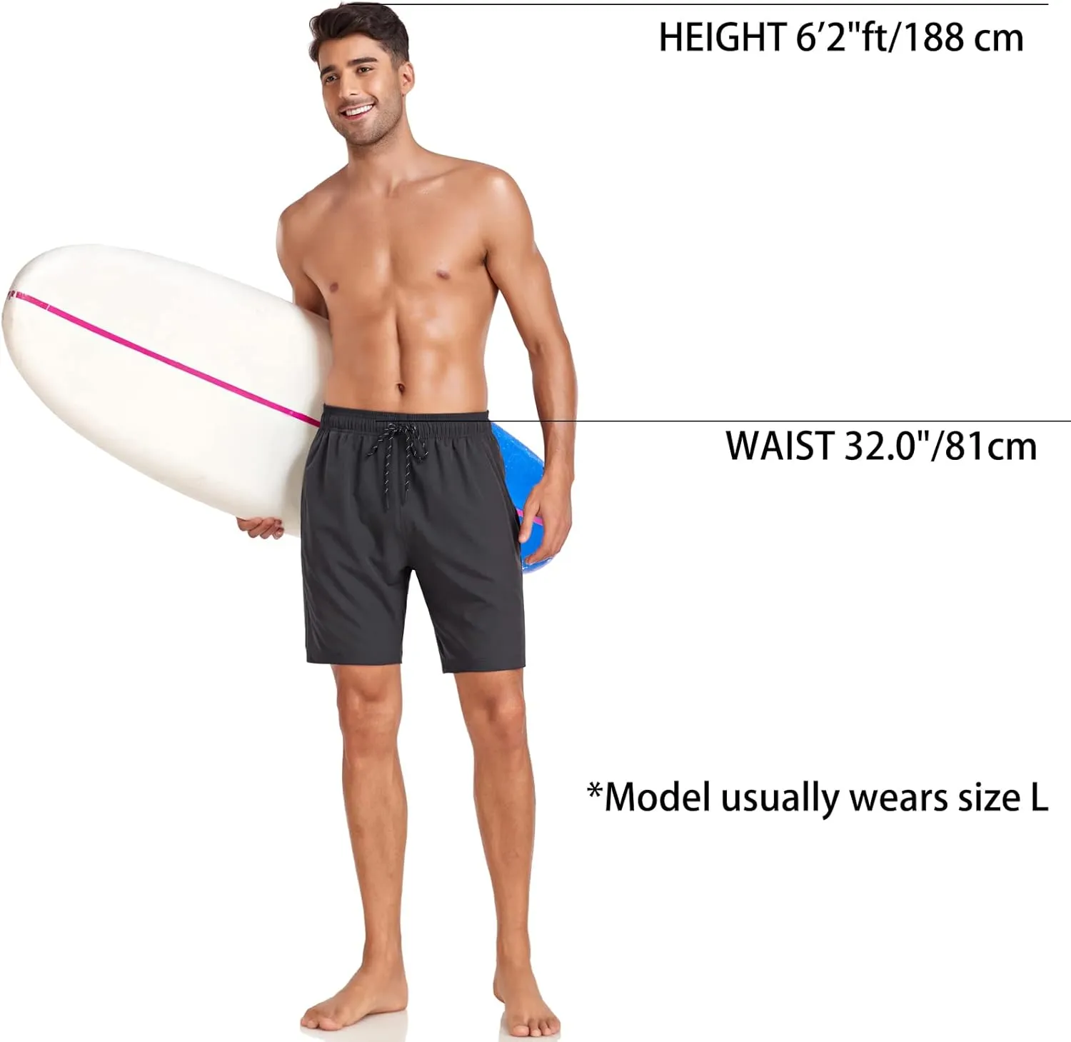 Flytop Mens Swim Trunks Quick Dry Board Shorts with Zipper Pockets Bathing Suit