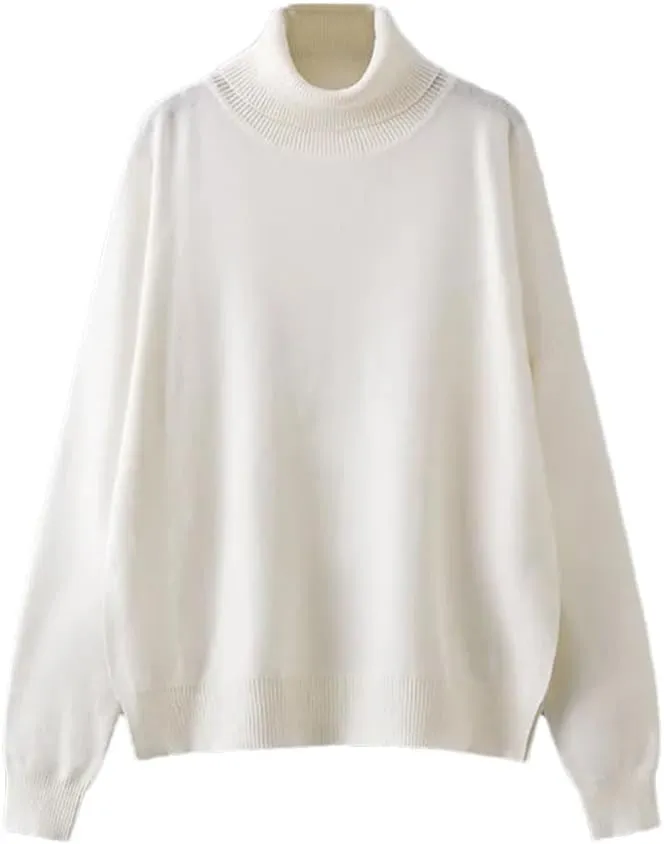 FULBHPRINT Women Autumn Winter Turtleneck Sweaters Thick Wool Pullover Oversize Female Long Sleeve Loose Jumper