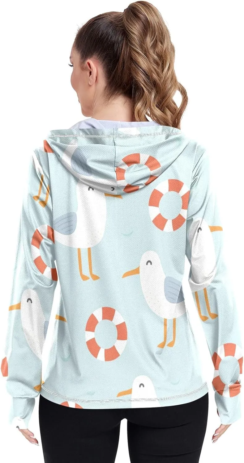 GAIGEO Dolphin Beach Marine White Women Jacket Active UPF 50  Upf Clothing Women, Secure Pockets, S