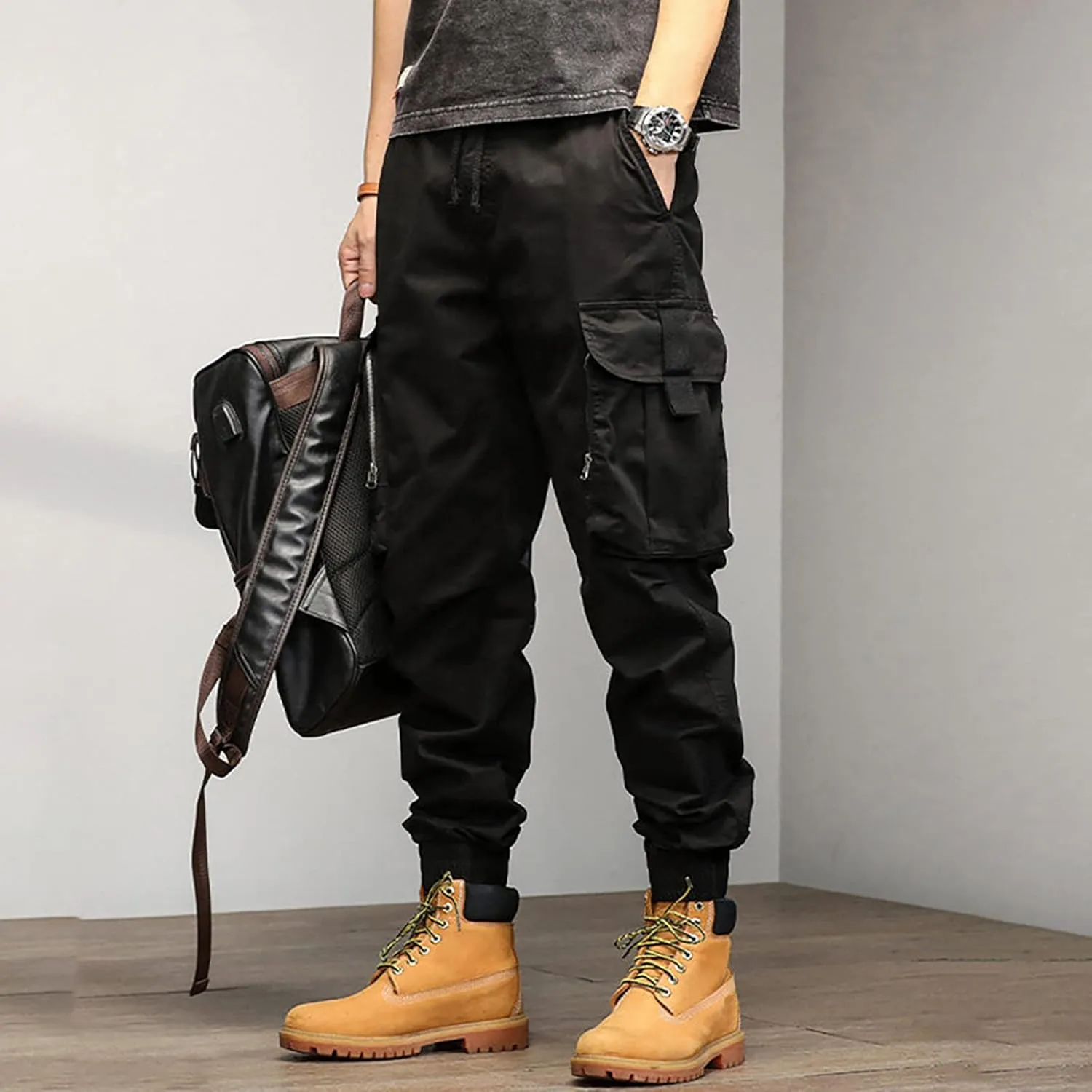 GIERIDUC Men's Essentials Fleece Sweatpants Mens Relaxed Fit Khaki Pants Tactical Work Pants for Men Olive Green Chino Pants