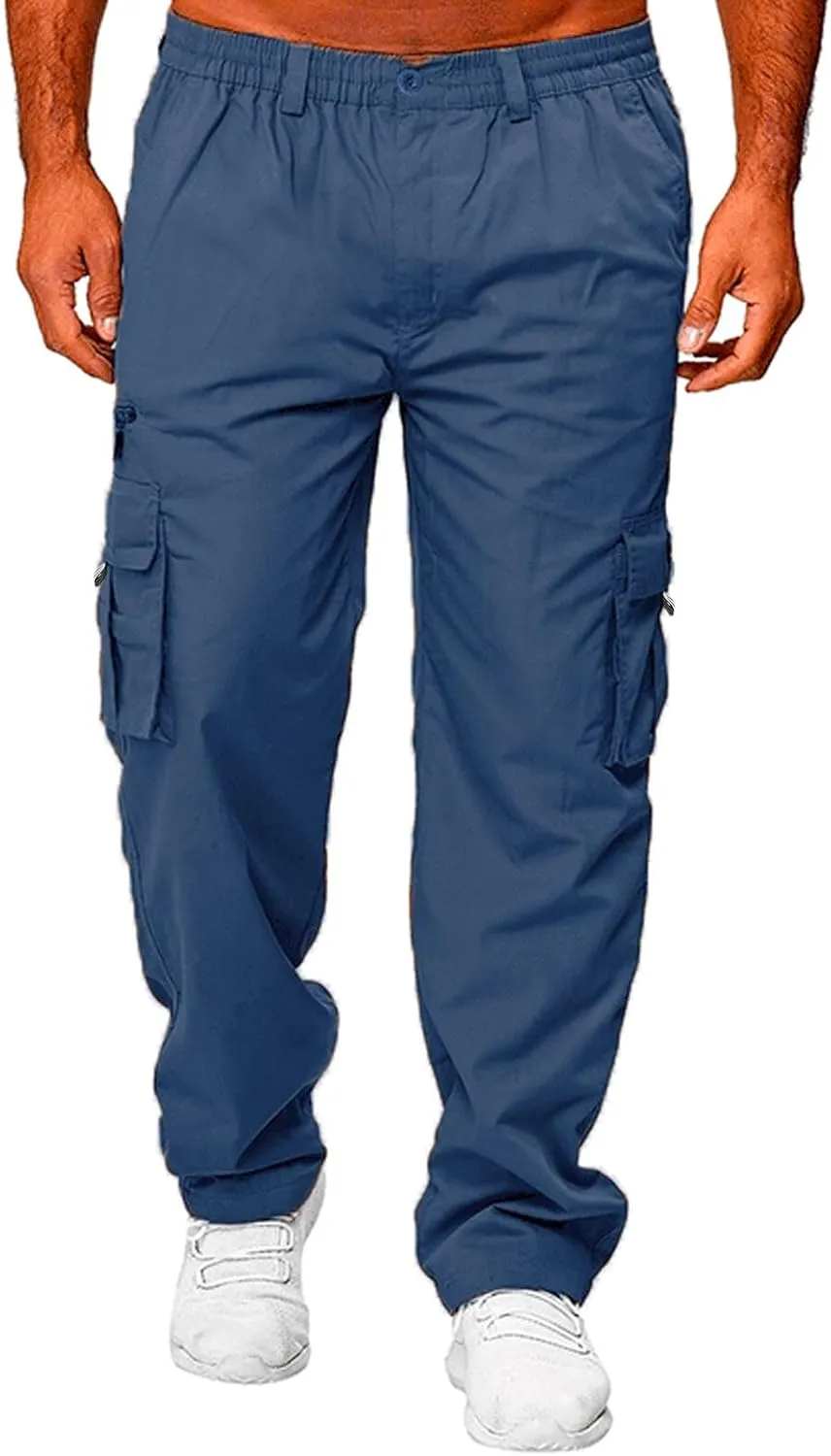 GIERIDUC Men's Linen Pants Casual Long Pants Khaki Uniform Pants for Boys Work Pants for Men Slim Fit Mens Long Workout Pants