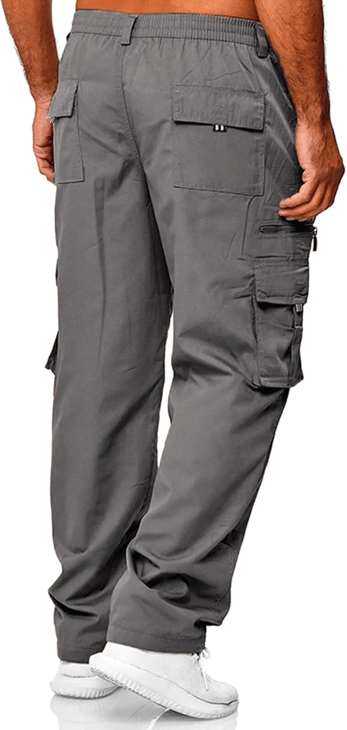 GIERIDUC Men's Linen Pants Casual Long Pants Khaki Uniform Pants for Boys Work Pants for Men Slim Fit Mens Long Workout Pants