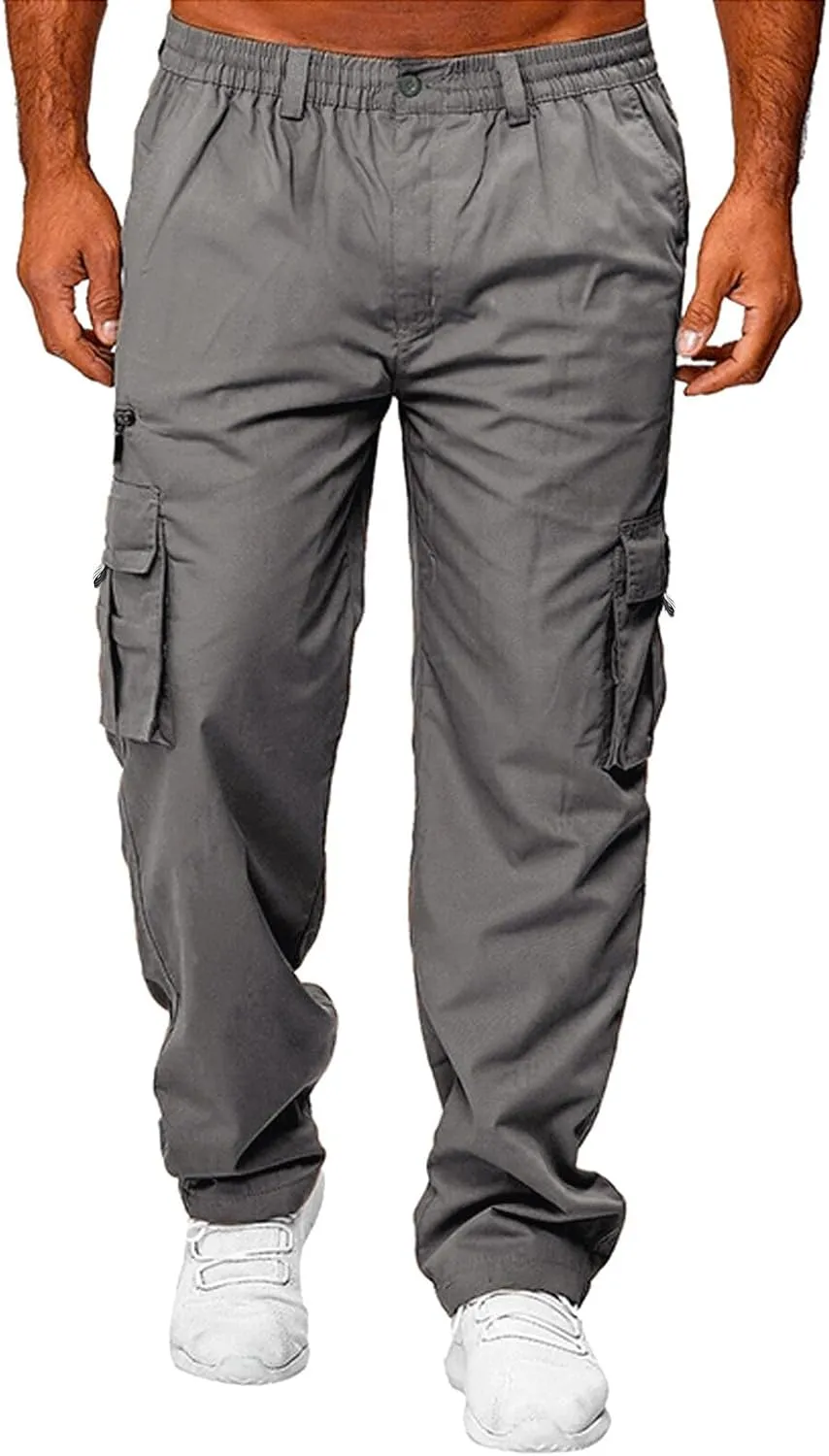 GIERIDUC Men's Linen Pants Casual Long Pants Khaki Uniform Pants for Boys Work Pants for Men Slim Fit Mens Long Workout Pants