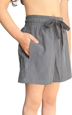 Girls Athletic Shorts with Spandex Liner Quick Dry Running Fitness Shorts for Kids Teen Active Sports Track