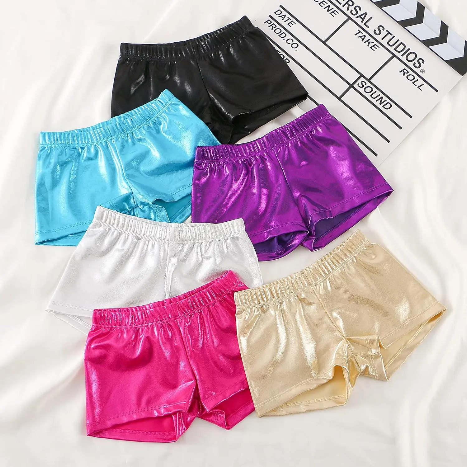 Girls Dance Short for Gymnastics Athletic Shorts Sparkle Glitter Tumbling Bottoms