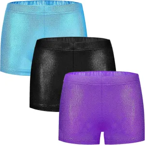 Girls Dance Short for Gymnastics Athletic Shorts Sparkle Glitter Tumbling Bottoms