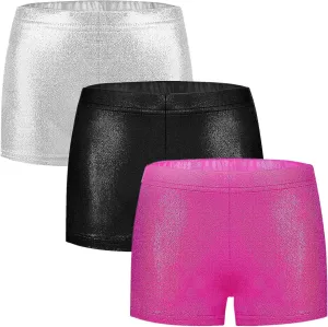Girls Dance Short for Gymnastics Athletic Shorts Sparkle Glitter Tumbling Bottoms
