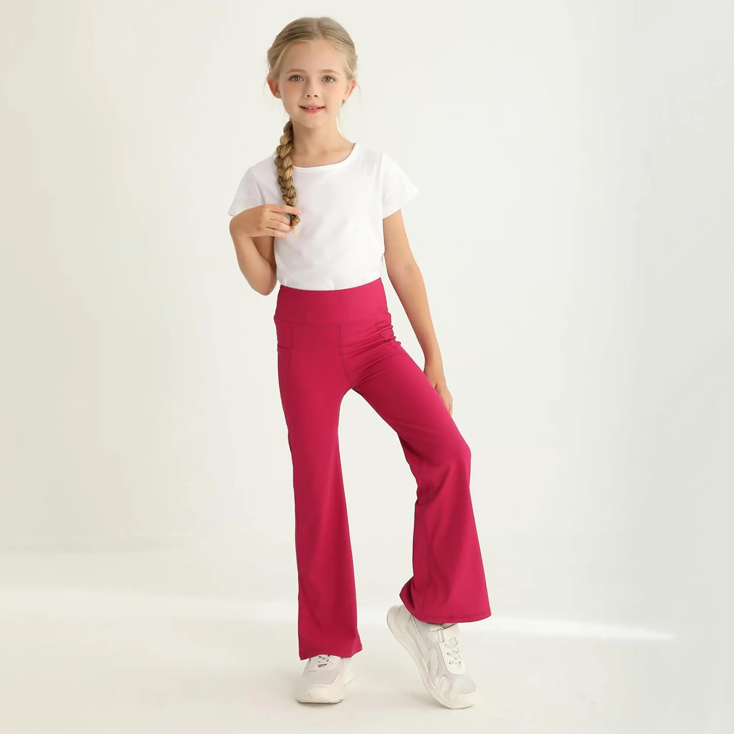 Girls Flare Leggings High Waisted Bootcut Yoga Pants Workout Stretch Bell Bottoms