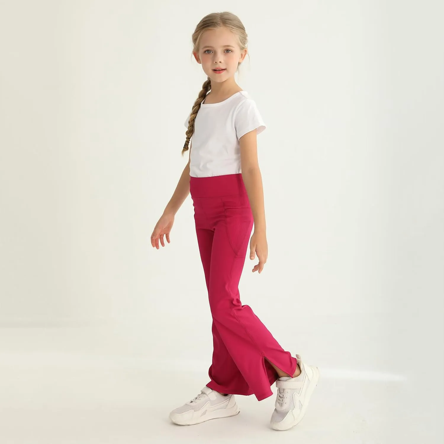 Girls Flare Leggings High Waisted Bootcut Yoga Pants Workout Stretch Bell Bottoms