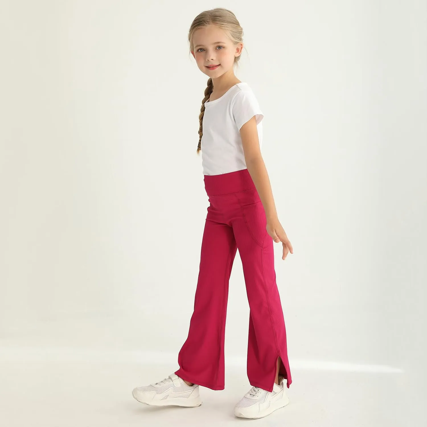 Girls Flare Leggings High Waisted Bootcut Yoga Pants Workout Stretch Bell Bottoms