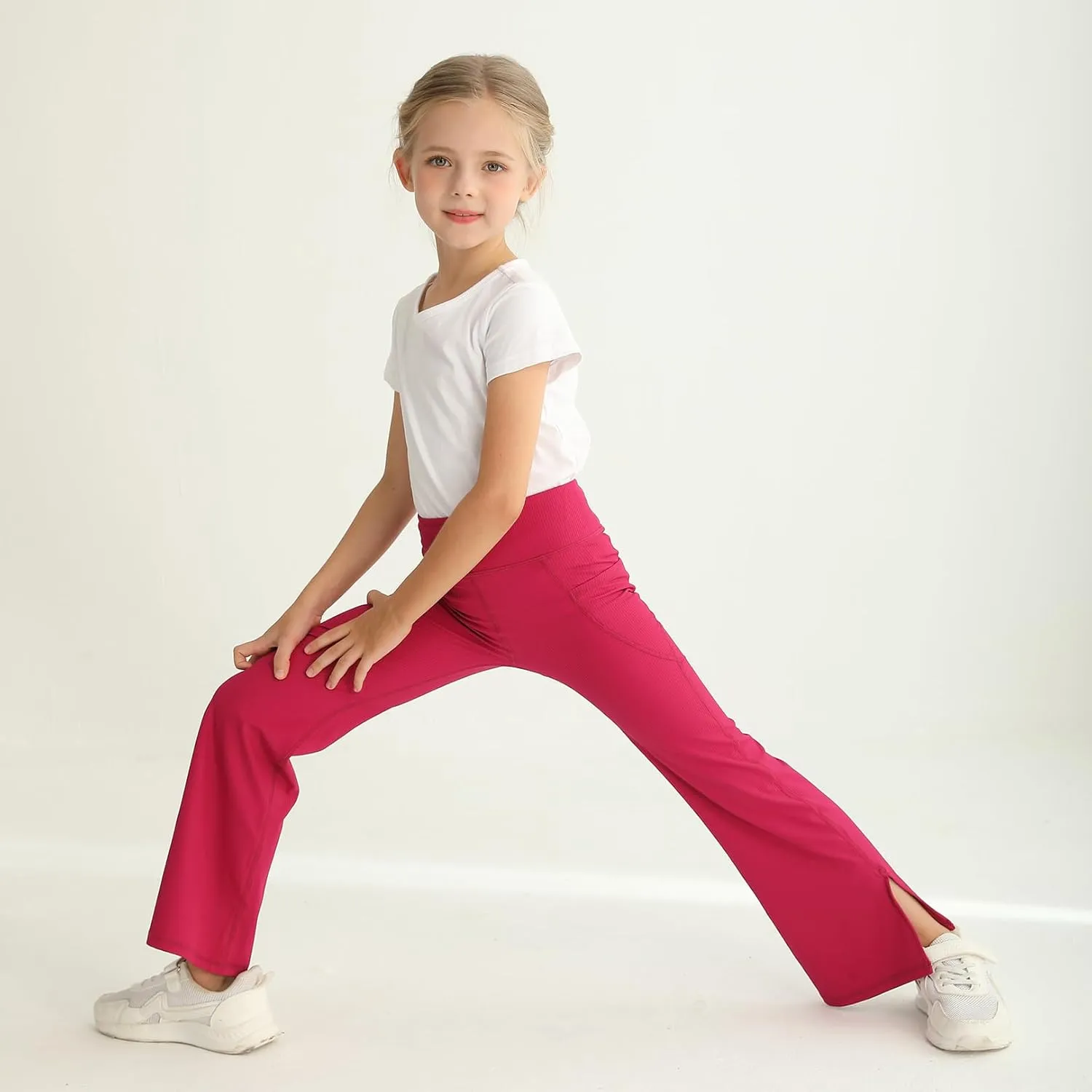 Girls Flare Leggings High Waisted Bootcut Yoga Pants Workout Stretch Bell Bottoms
