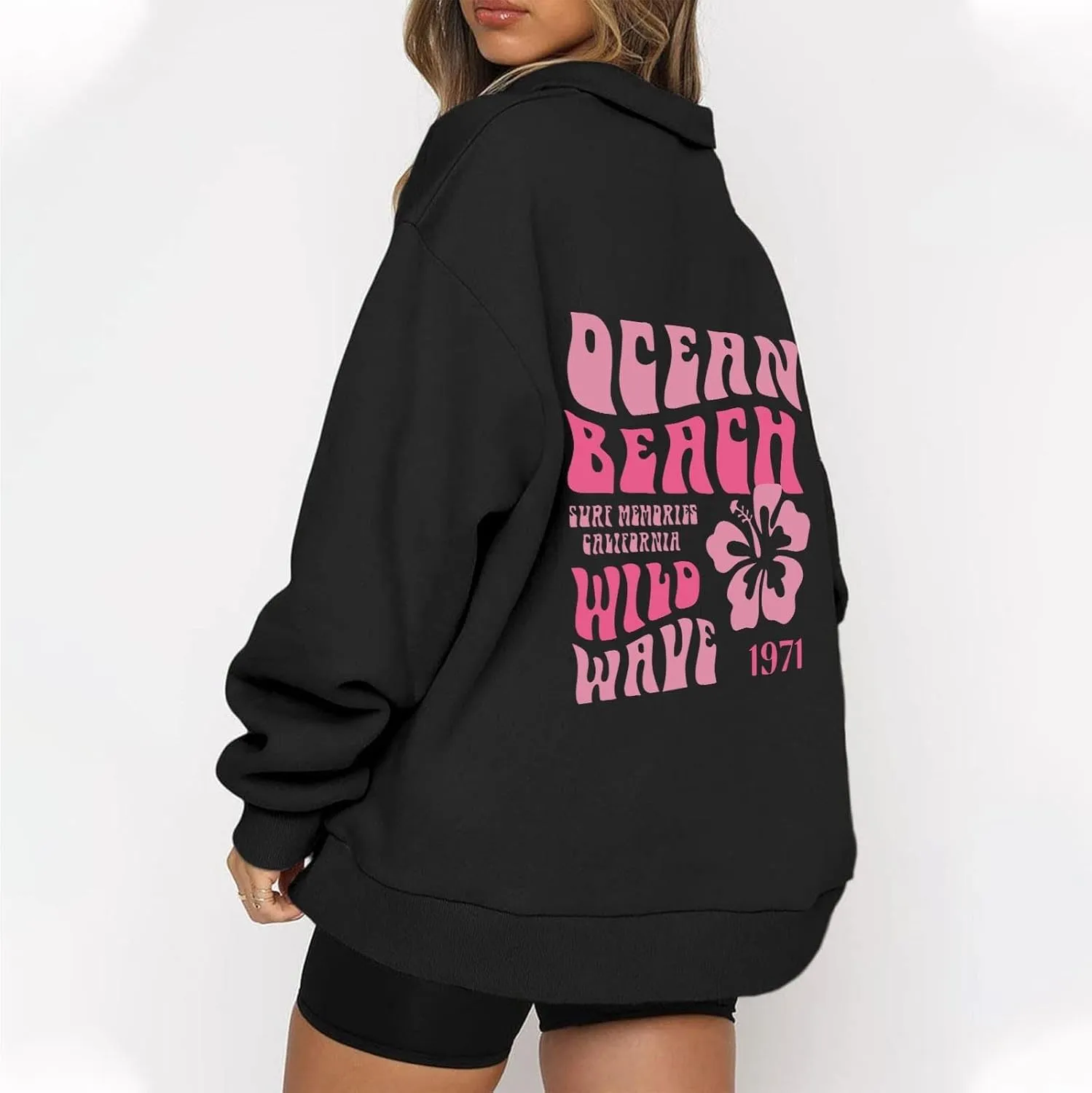 GOFULY Sweatshirt Women Oversized Fall 1/4 Zip Sweatshirt No Hoodie Winter Solid Long Sleeve Shirts Vintage Pullover Sweaters
