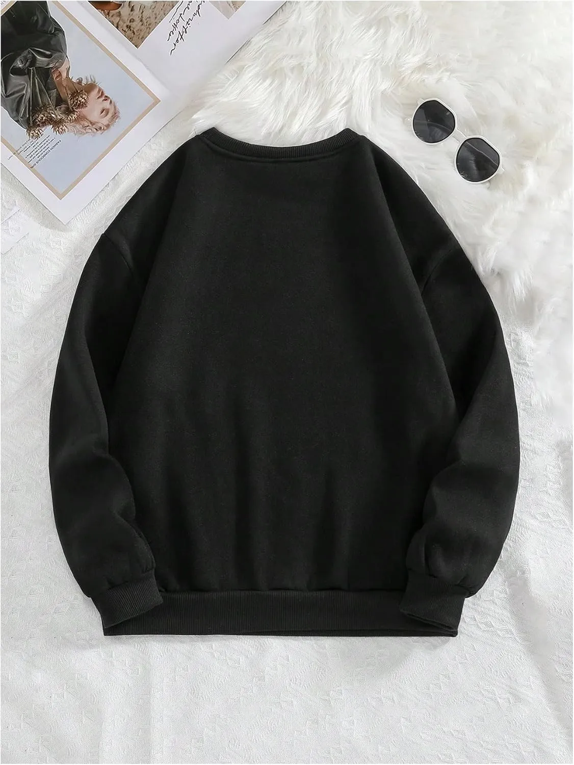 GORGLITTER Women's Plus Size Crewneck Sweatshirt Letter Graphic Long Sleeve Pullovers