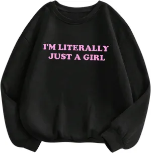 GORGLITTER Women's Plus Size Crewneck Sweatshirt Letter Graphic Long Sleeve Pullovers