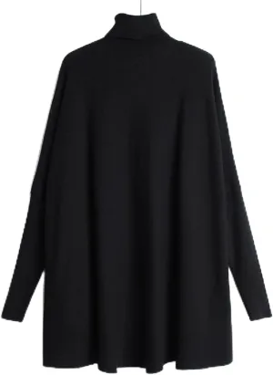 Gray Casual Oversized Knitting Sweater Turtleneck Long Sleeve Women Pullovers