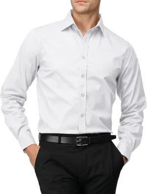 H2H Mens Slim Fit Dress Shirts Stretch Long Sleeve Basic Formal Shirts Solid Business Casual Button Down Shirts