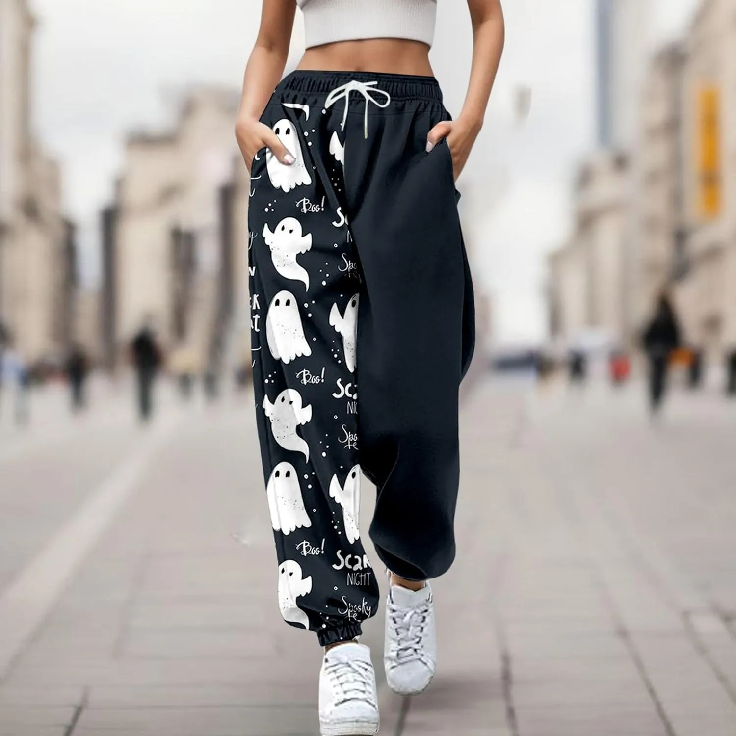 Halloween Printed Baggy Sweatpants Sweatpants Pockets Athletic Trousers Women's 2024 Casual Trendy Pants Fall