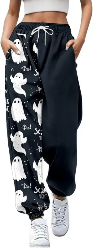Halloween Printed Baggy Sweatpants Sweatpants Pockets Athletic Trousers Women's 2024 Casual Trendy Pants Fall