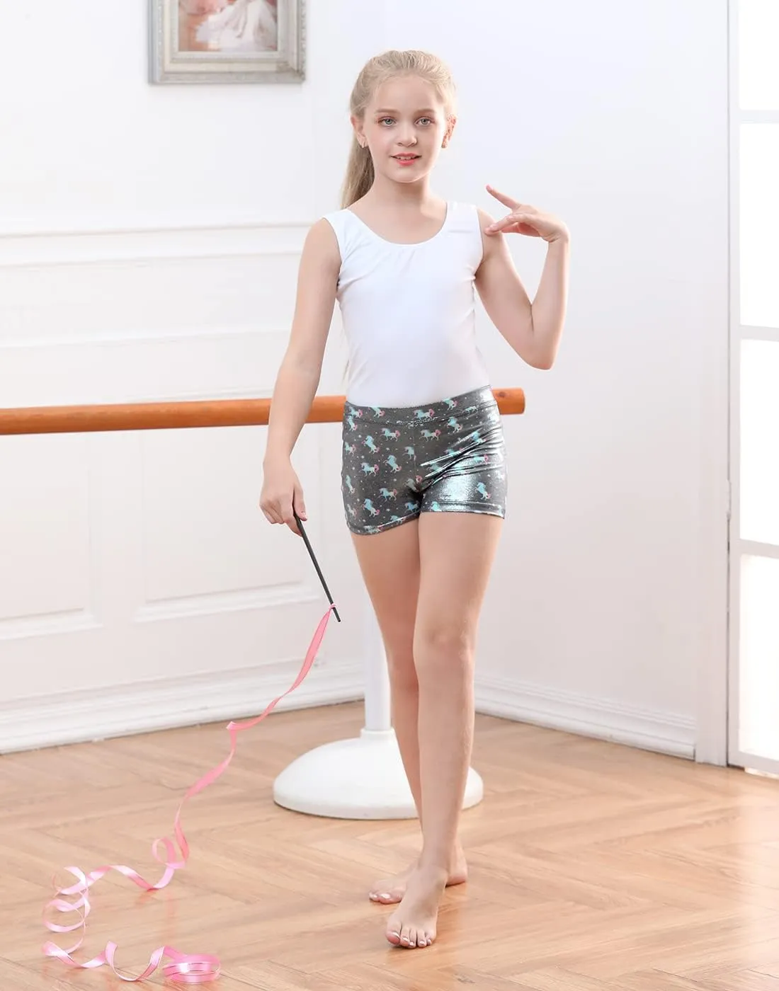 HDE Gymnastics Shorts for Girls Dance Short Glitter Sparkle Tumbling Bottoms