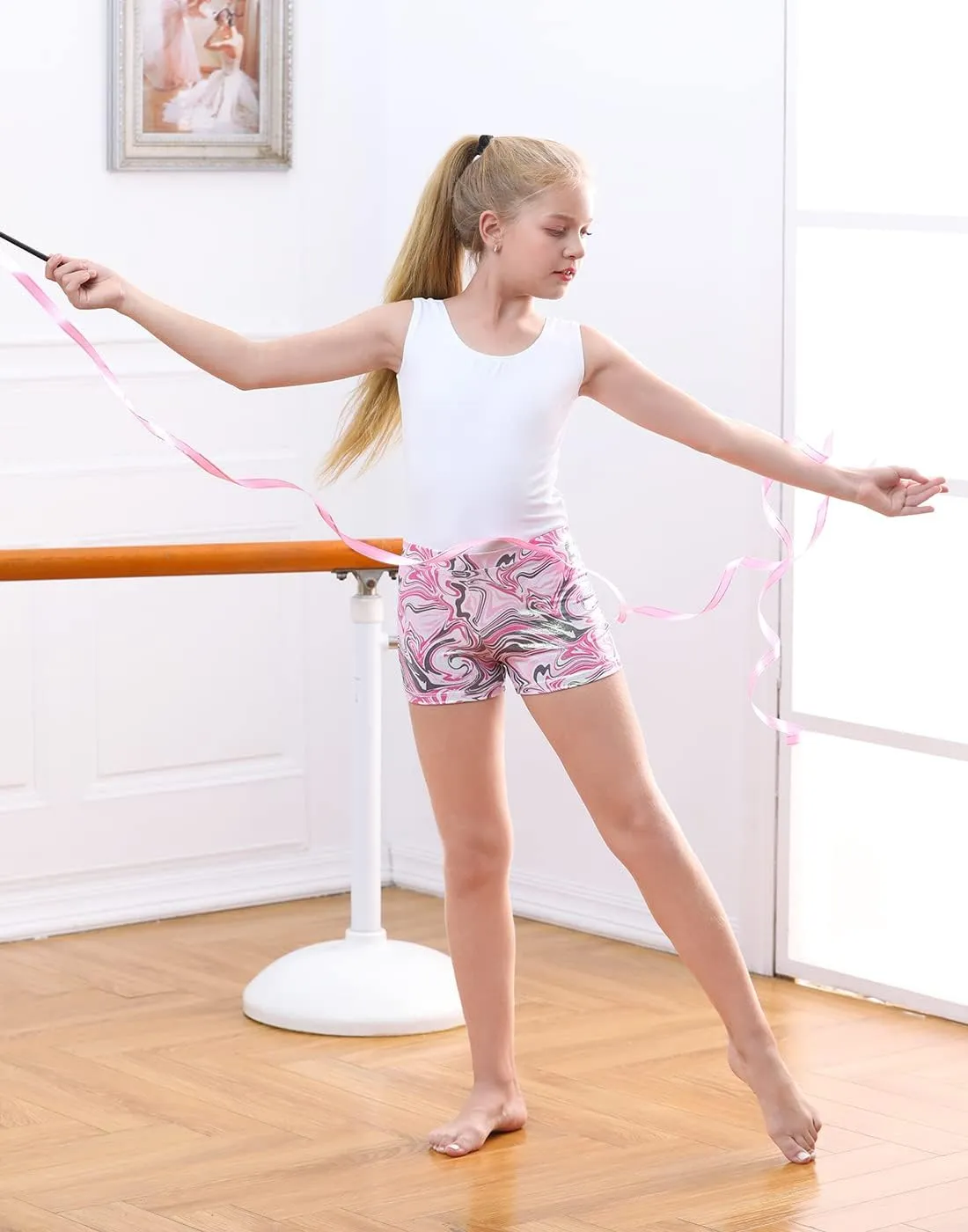 HDE Gymnastics Shorts for Girls Dance Short Glitter Sparkle Tumbling Bottoms