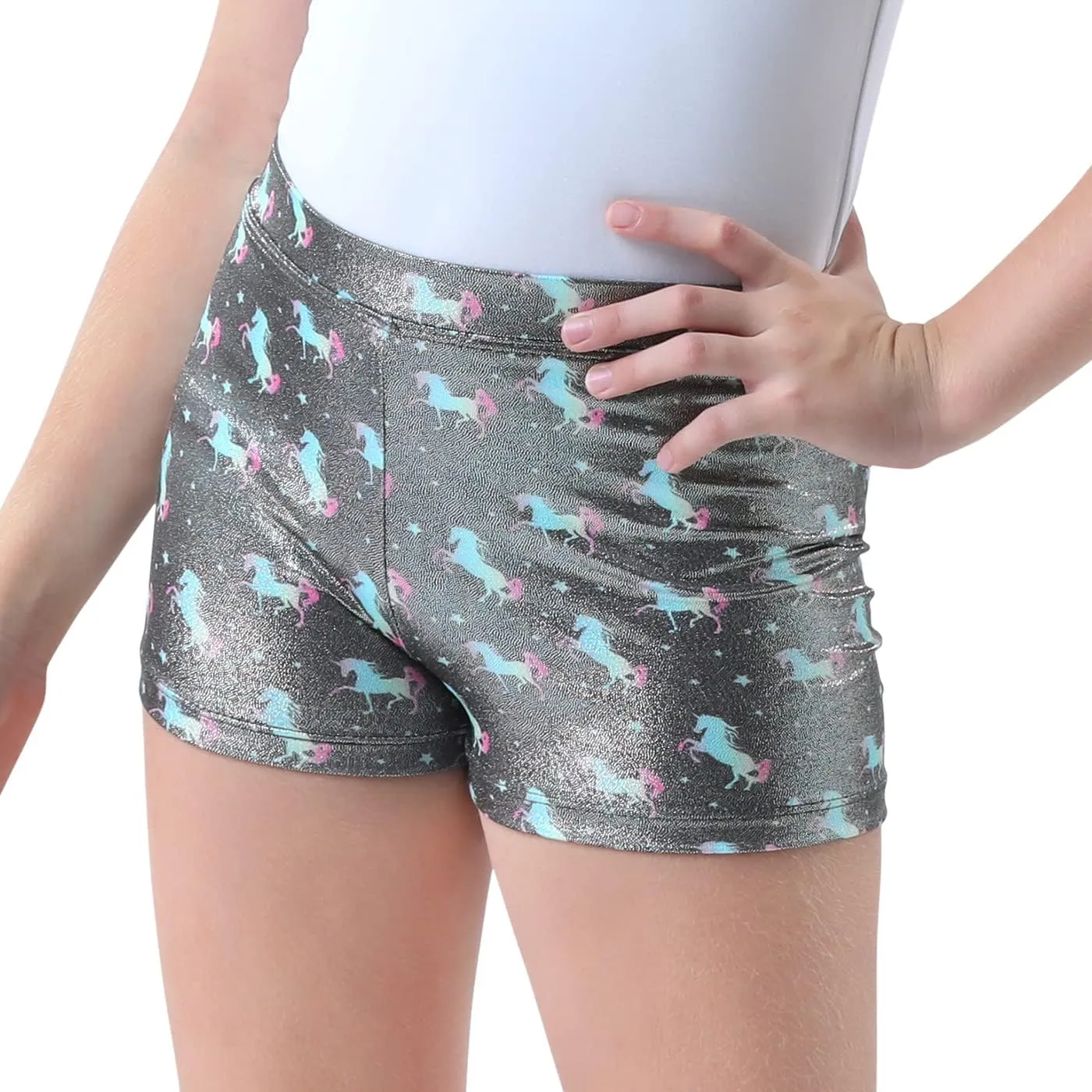 HDE Gymnastics Shorts for Girls Dance Short Glitter Sparkle Tumbling Bottoms