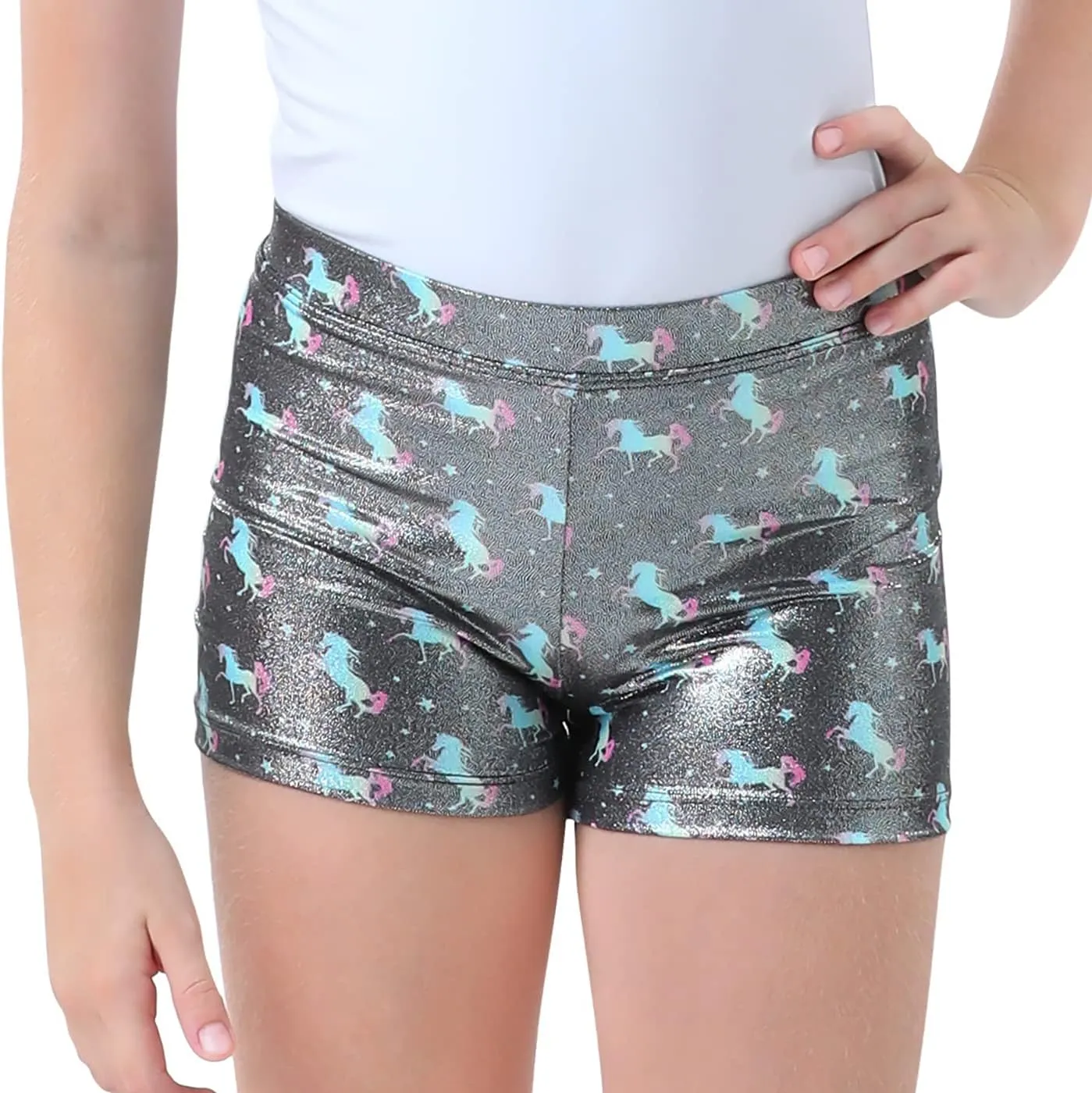 HDE Gymnastics Shorts for Girls Dance Short Glitter Sparkle Tumbling Bottoms