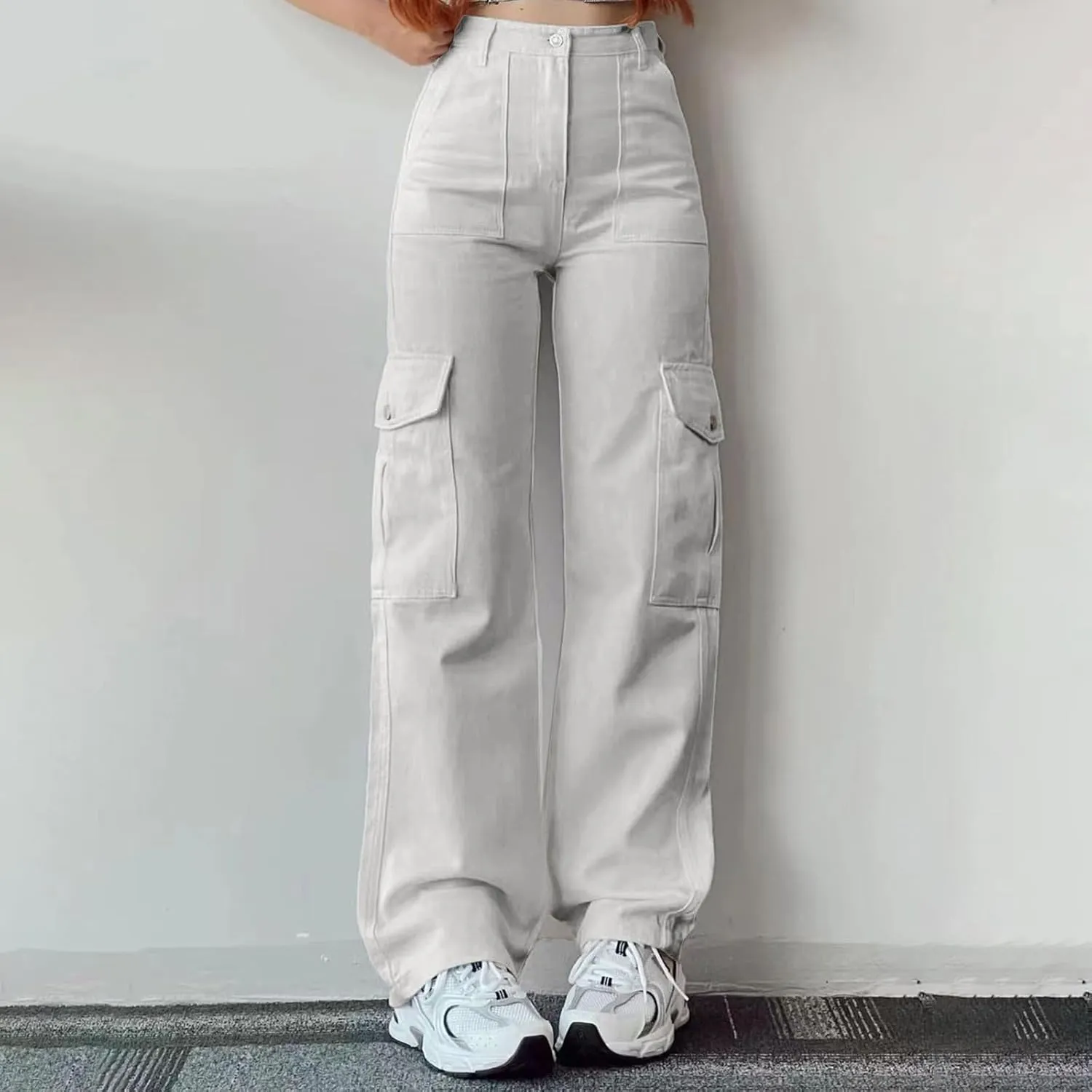 Hiking Cargo Pants for Women Relaxed Fit Casual High Waisted Straight Wide Leg Trousers Y2K Streetwear with Pockets