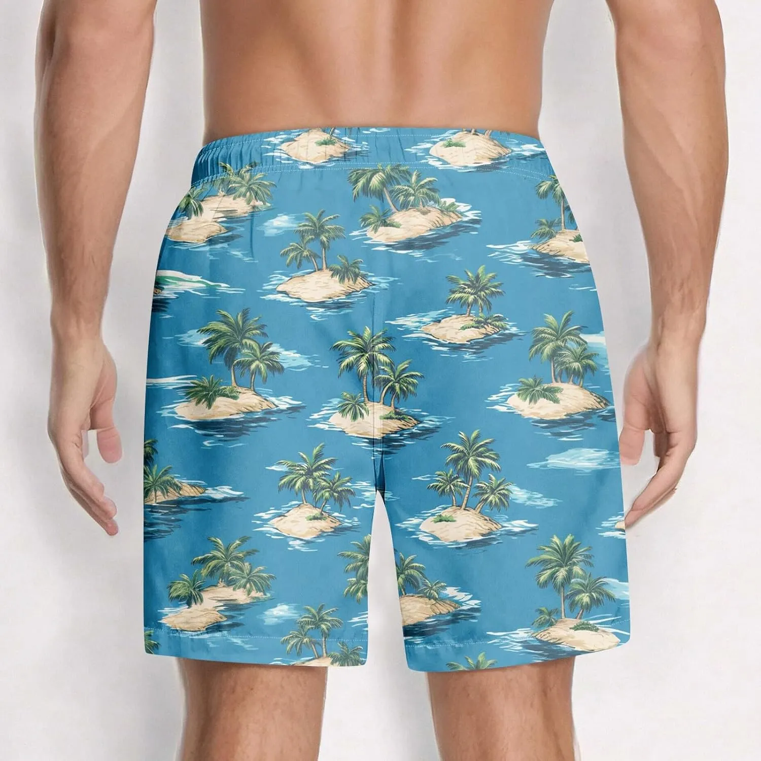 Holiday Shorts for Men, Floral Tropical Hawaiian Beach Shorts Elastic Waist Drawstring Casual Printed Trunks