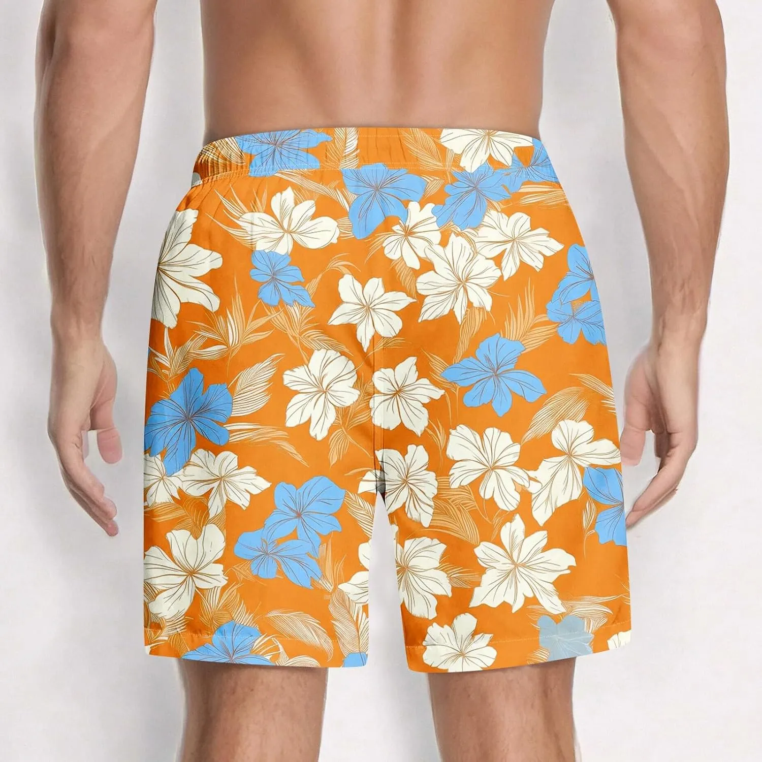 Holiday Shorts for Men, Floral Tropical Hawaiian Beach Shorts Elastic Waist Drawstring Casual Printed Trunks