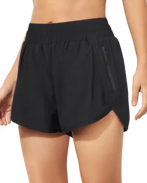 Holipick 3'' High Waisted Running Shorts Mesh Liner Quick Dry Athletic Gym Track Workout Shorts Lightweight with Zip Pocket