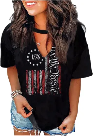 Hollow Out T Shirts for Women Western Graphic Shirts Country Cowgirls Shirts Casual Short Sleeve V Neck Tops