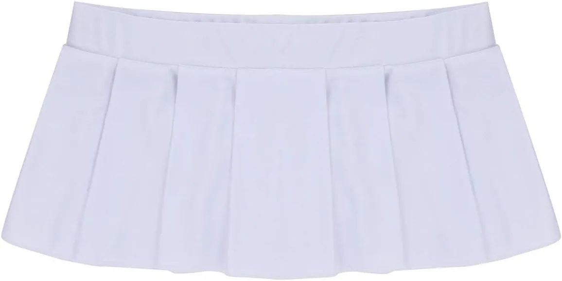 iEFiEL Women Schoolgirl Pleated Mini Cosplay Skirt Ruffle Lingerie Sleepwear Nightwear Clubwear