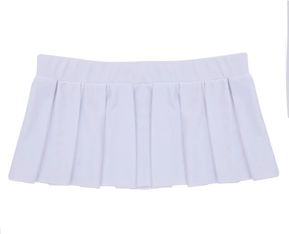 iEFiEL Women Schoolgirl Pleated Mini Cosplay Skirt Ruffle Lingerie Sleepwear Nightwear Clubwear