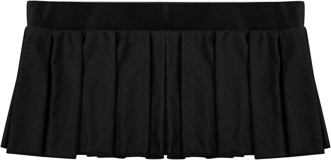 iEFiEL Women Schoolgirl Pleated Mini Cosplay Skirt Ruffle Lingerie Sleepwear Nightwear Clubwear