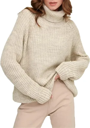 Jegsnoe Women Turtleneck Sweater Oversized Pullover Basic Warm Thick Pullovers Knitted Sweaters
