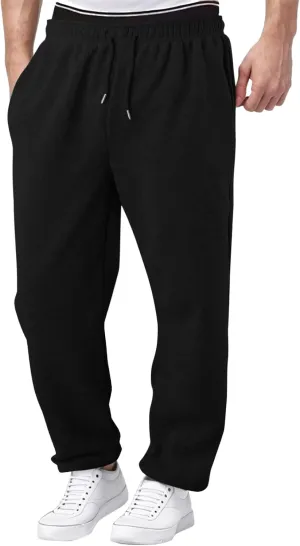 Jogging Pants Men,Mens Baggy Sweatpants with Pockets Fleece Lined Yoga Pants Hiking Pants Workout Pants Lounge Pants
