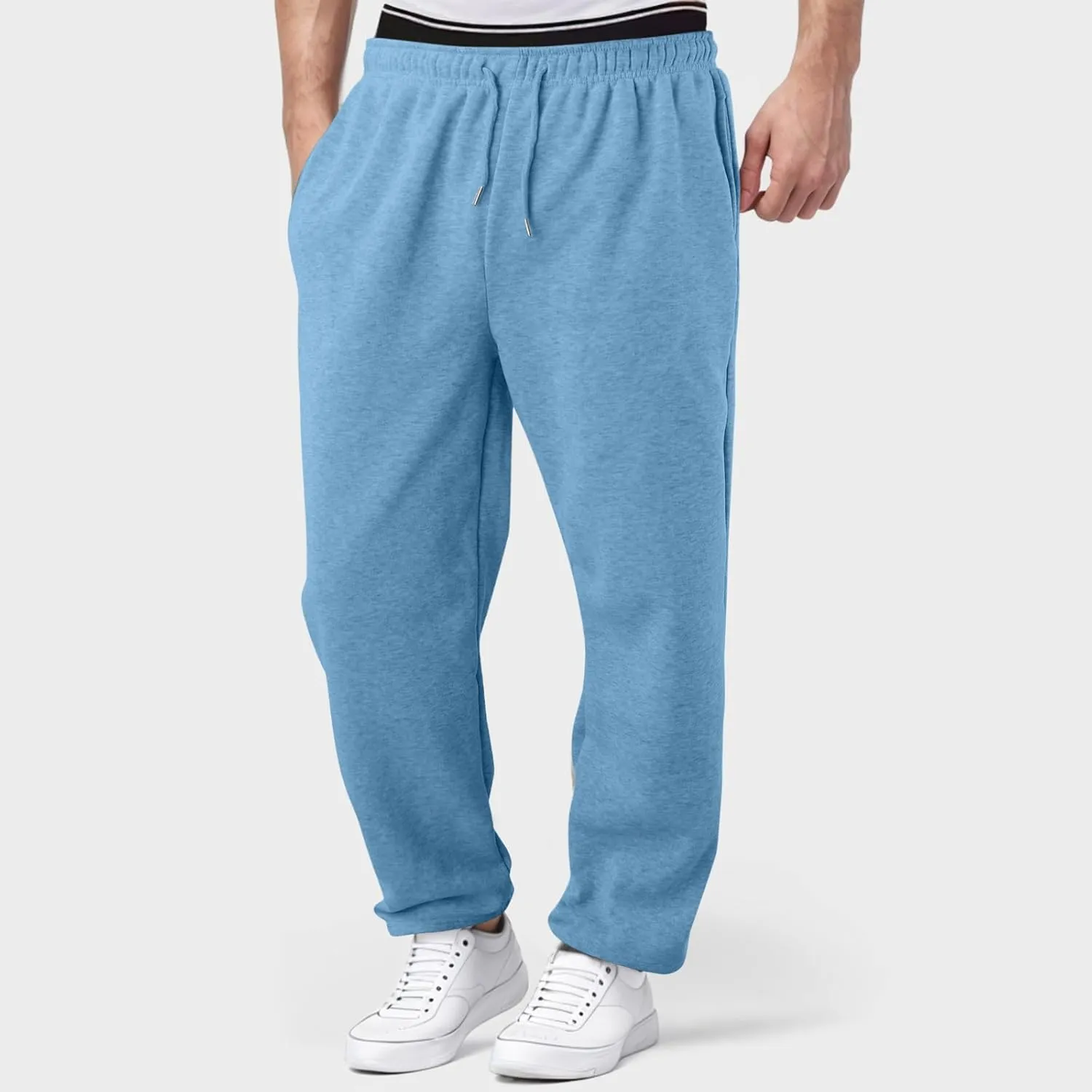 Jogging Pants Men,Mens Baggy Sweatpants with Pockets Fleece Lined Yoga Pants Hiking Pants Workout Pants Lounge Pants