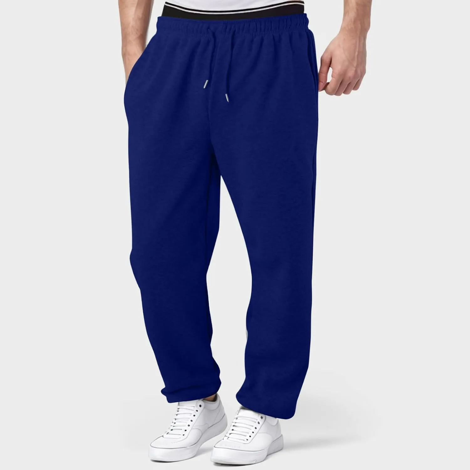 Jogging Pants Men,Mens Baggy Sweatpants with Pockets Fleece Lined Yoga Pants Hiking Pants Workout Pants Lounge Pants
