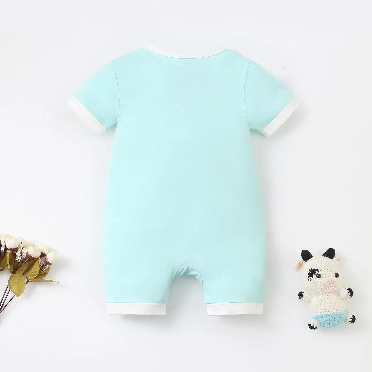 JunNeng Rayon from Bamboo Baby Romper Sleeper Short Sleeve Summer Jumpsuit,Newborn Boy Zipper Snug Fit Sleep 'N Play